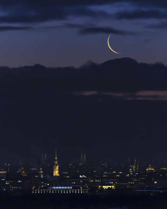 спб, петербург, месяц, осень, утро, петропавловка, ночной петербург Осеннее утро фото превью