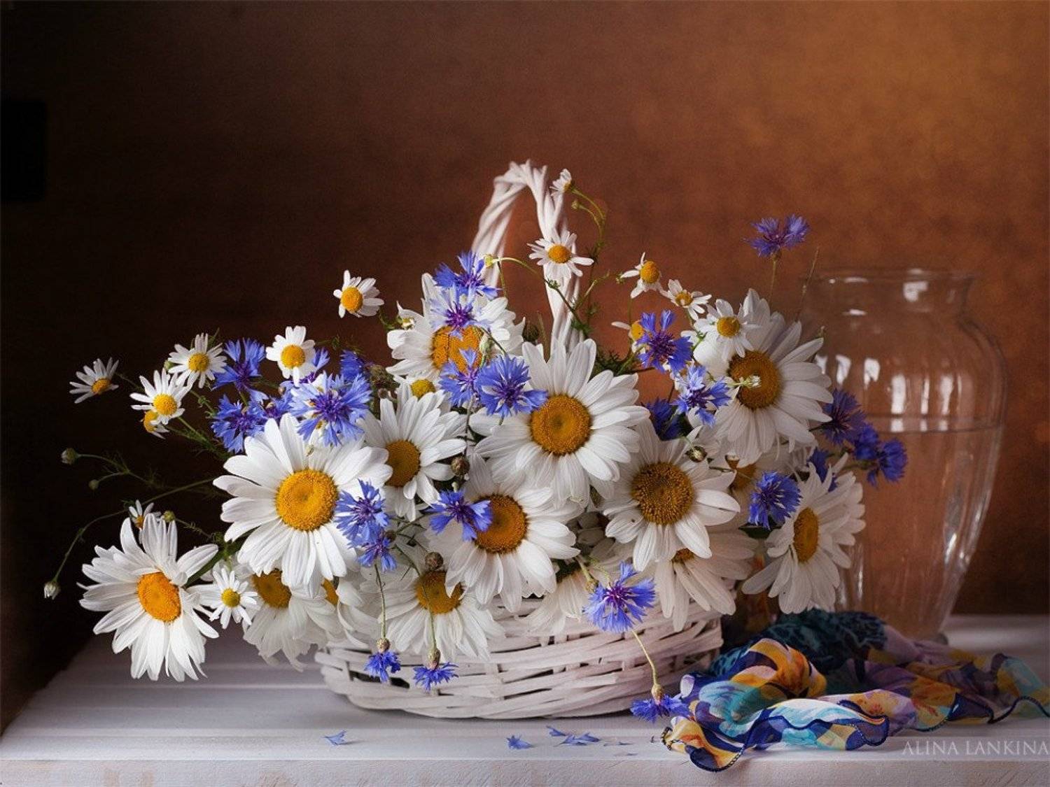 натюрморт, фотонатюрморт, ромашки, цветы, букет, корзина, ваза, алина ланкина, лето, Alina Lankina