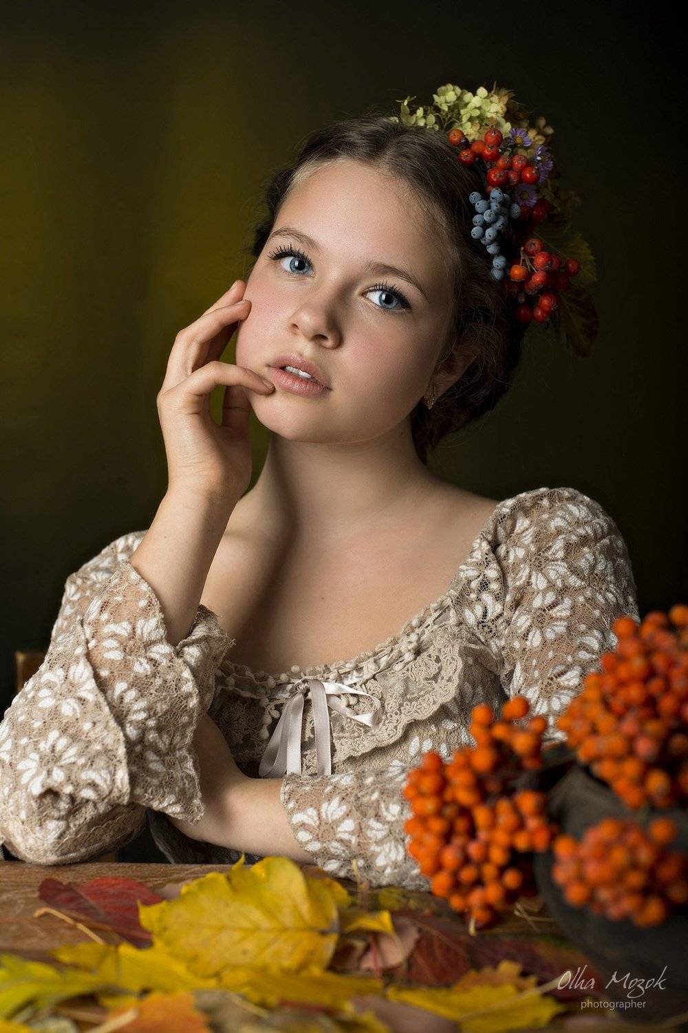 портрет, девушка, фото, фотография, Ольга Мозок, Полтава, студия, рябина, осень, Olga  Mozok