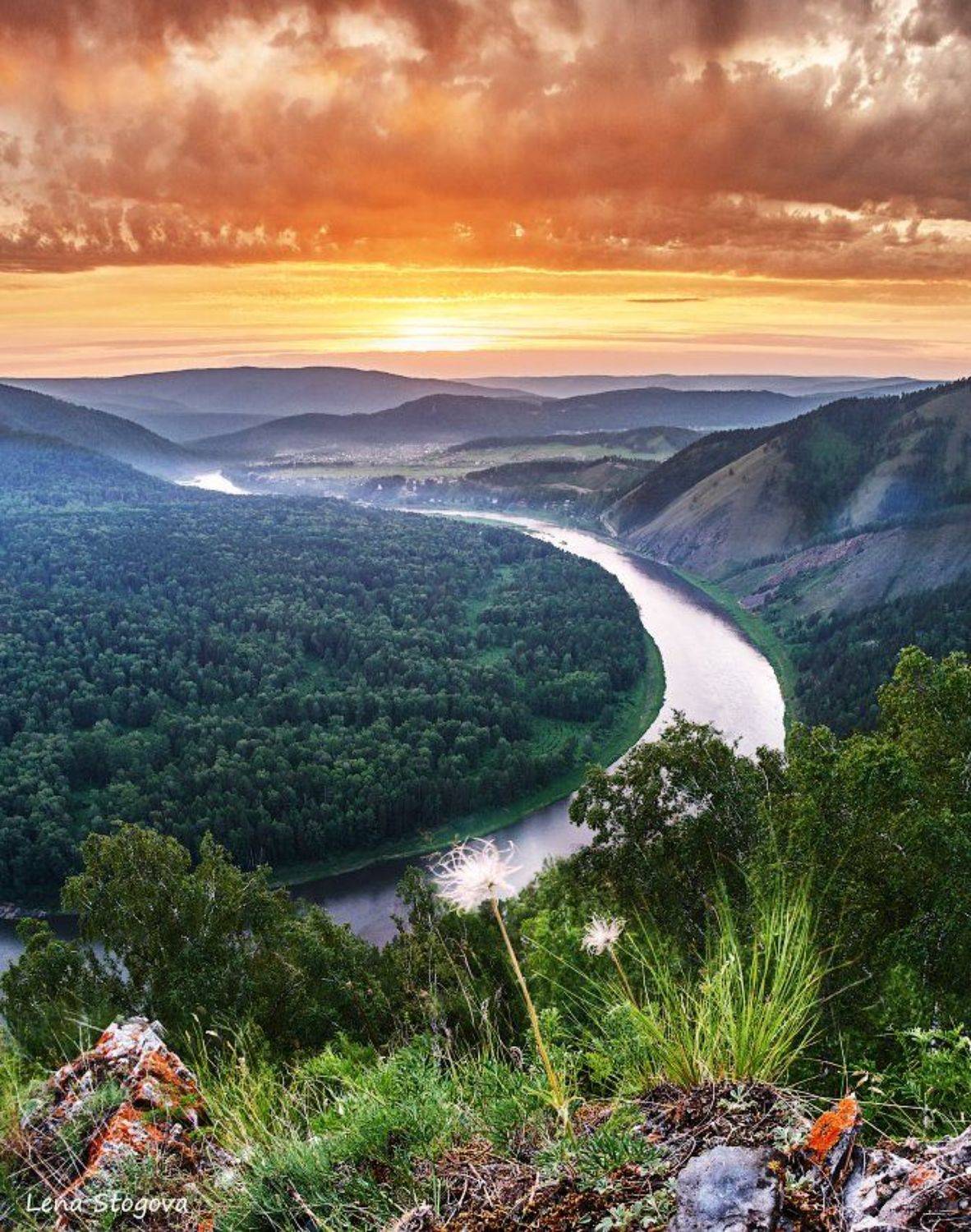 Закат, Красноярск, Мана, Река, Тайга, Лена Стогова