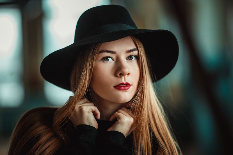 портрет, девушка, шляпа Девушка в шляпе фото превью