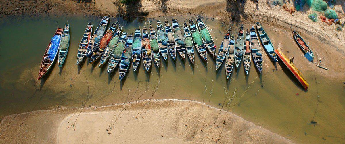 Индия, Гоа, лодки, рыбаки, сети, река Бага, аэро, aerial, Борис Резванцев