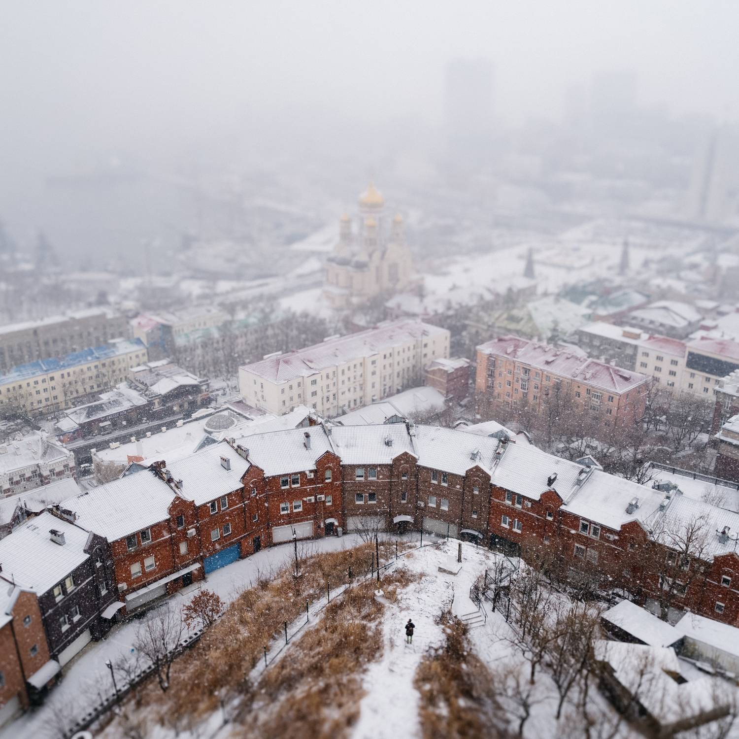 снег, город, владивосток, приморье, январь, аэросъемка, Антон Блохин