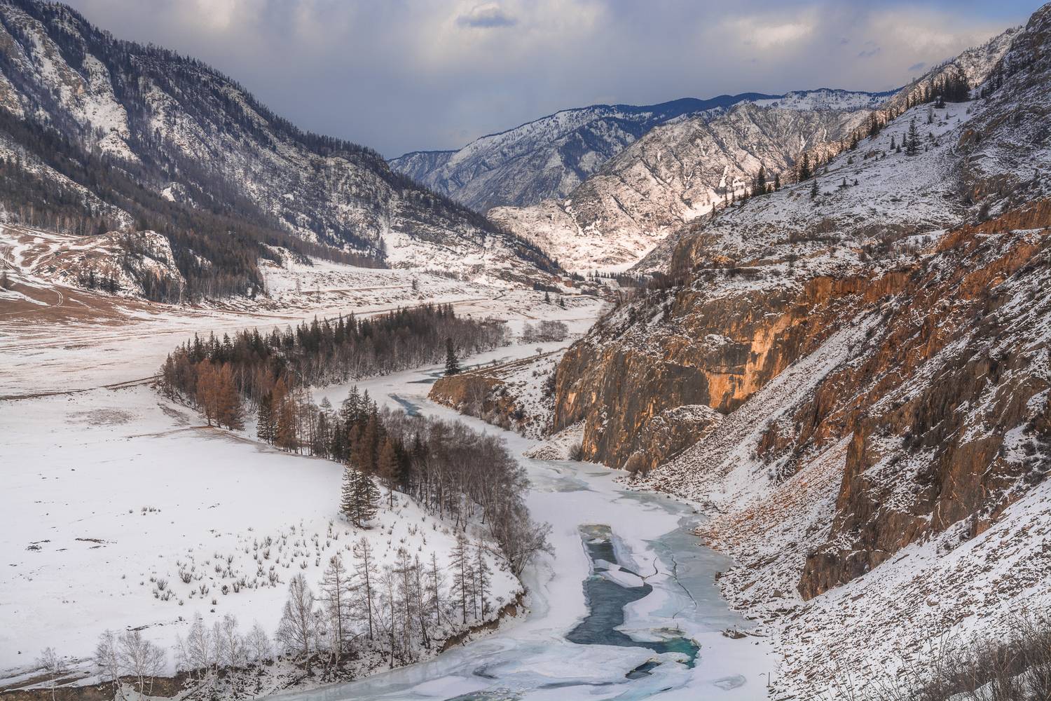 россия, горный алтай, река чуя, зима, Поляков Андрей