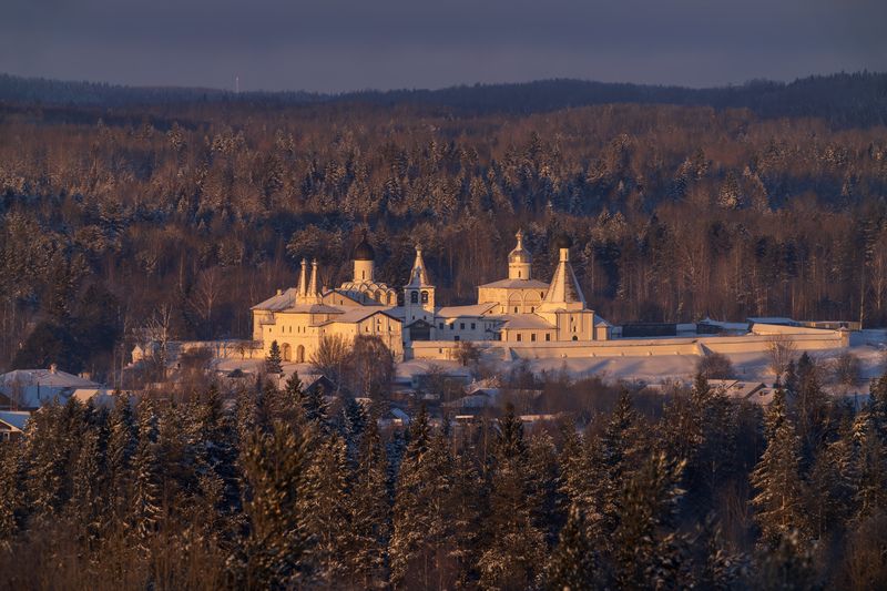 ферапонтово, ципина гора, ферапонтов монастырь, вечер, закат, вологодская область Угасание зимнего дня фото превью