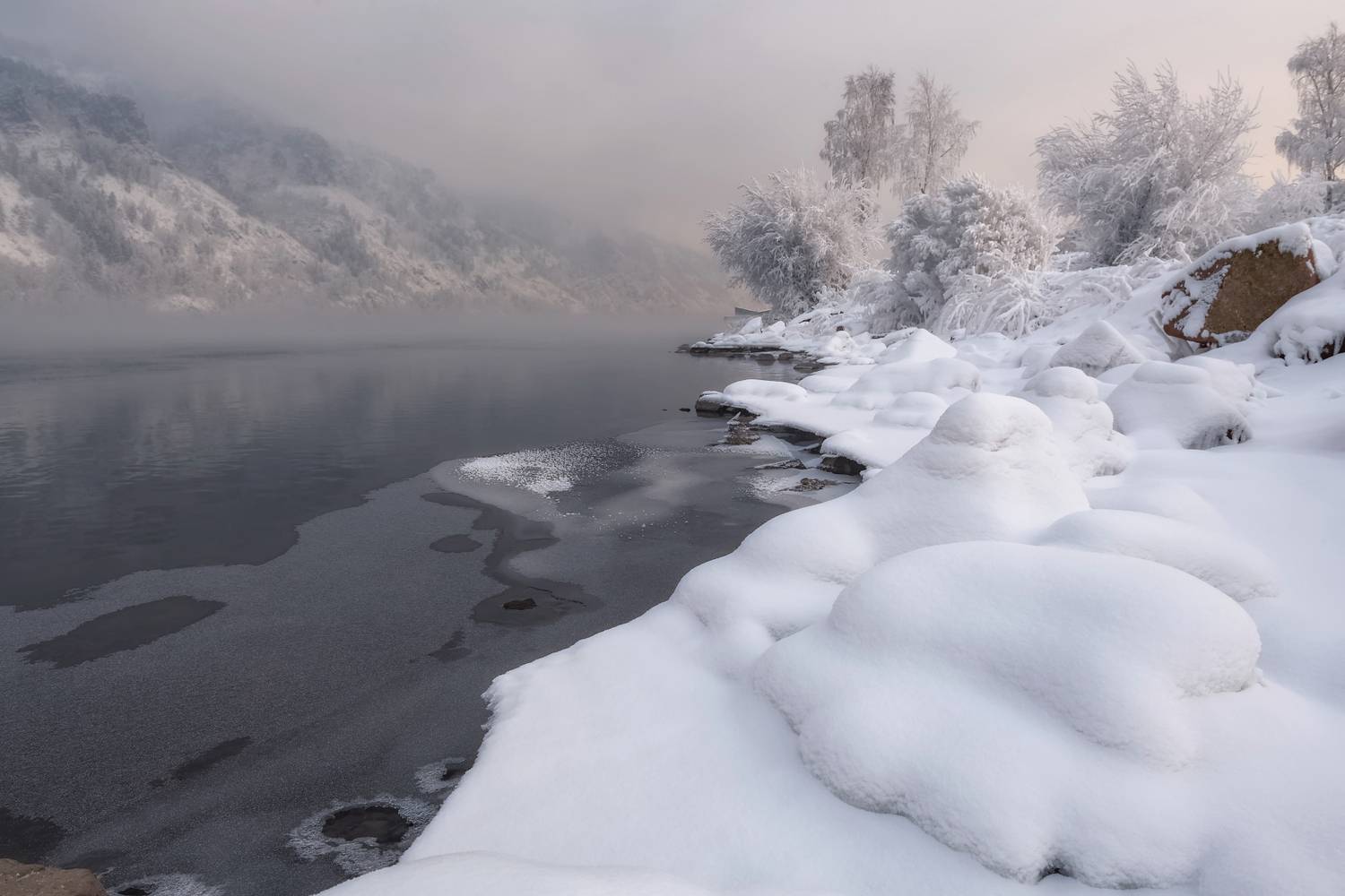 зима, сибирь, мороз, енисей,берег, камни, Фомина Марина