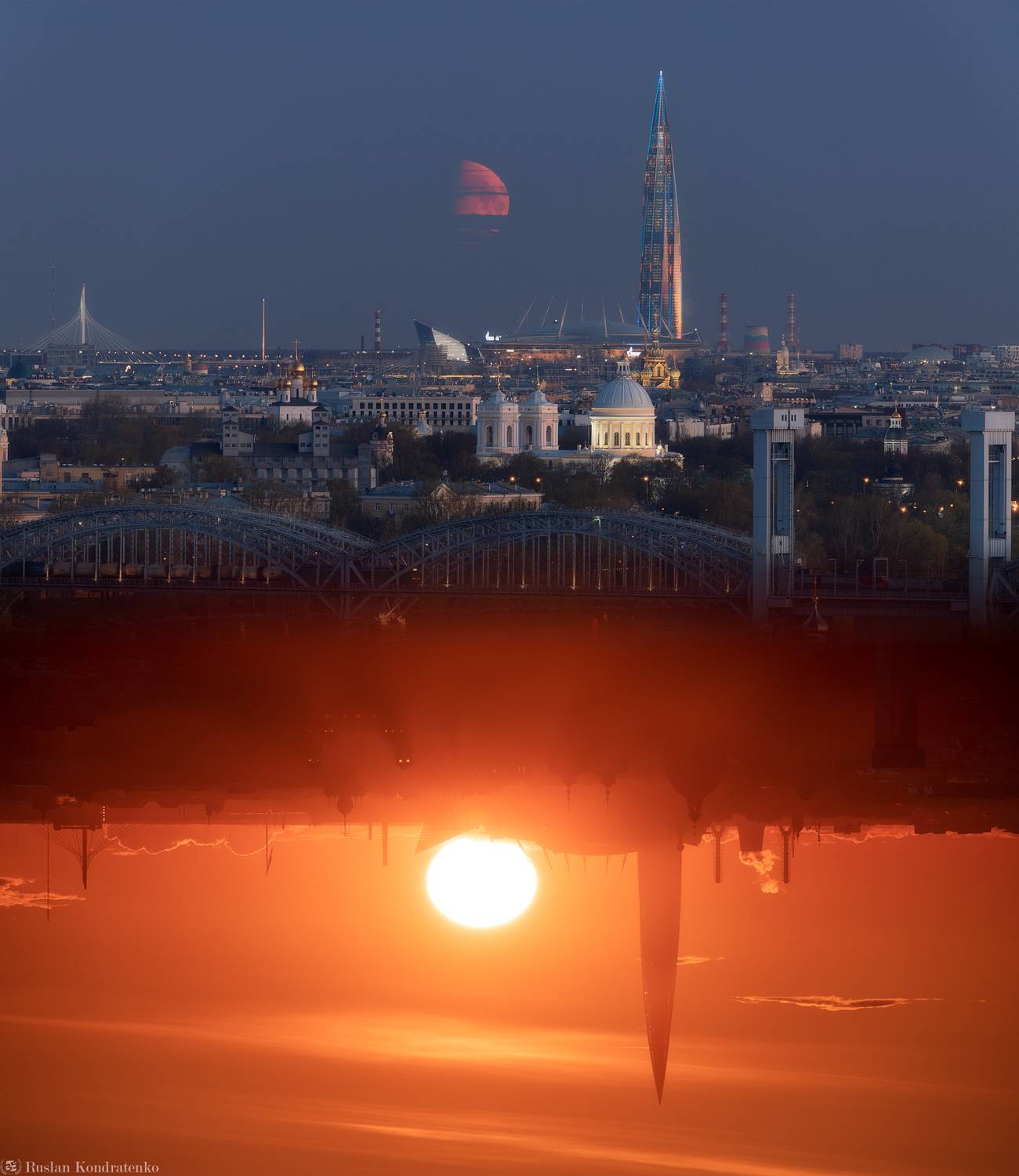 санкт-петербург, закат, прострел, луна,, Кондратенко Руслан
