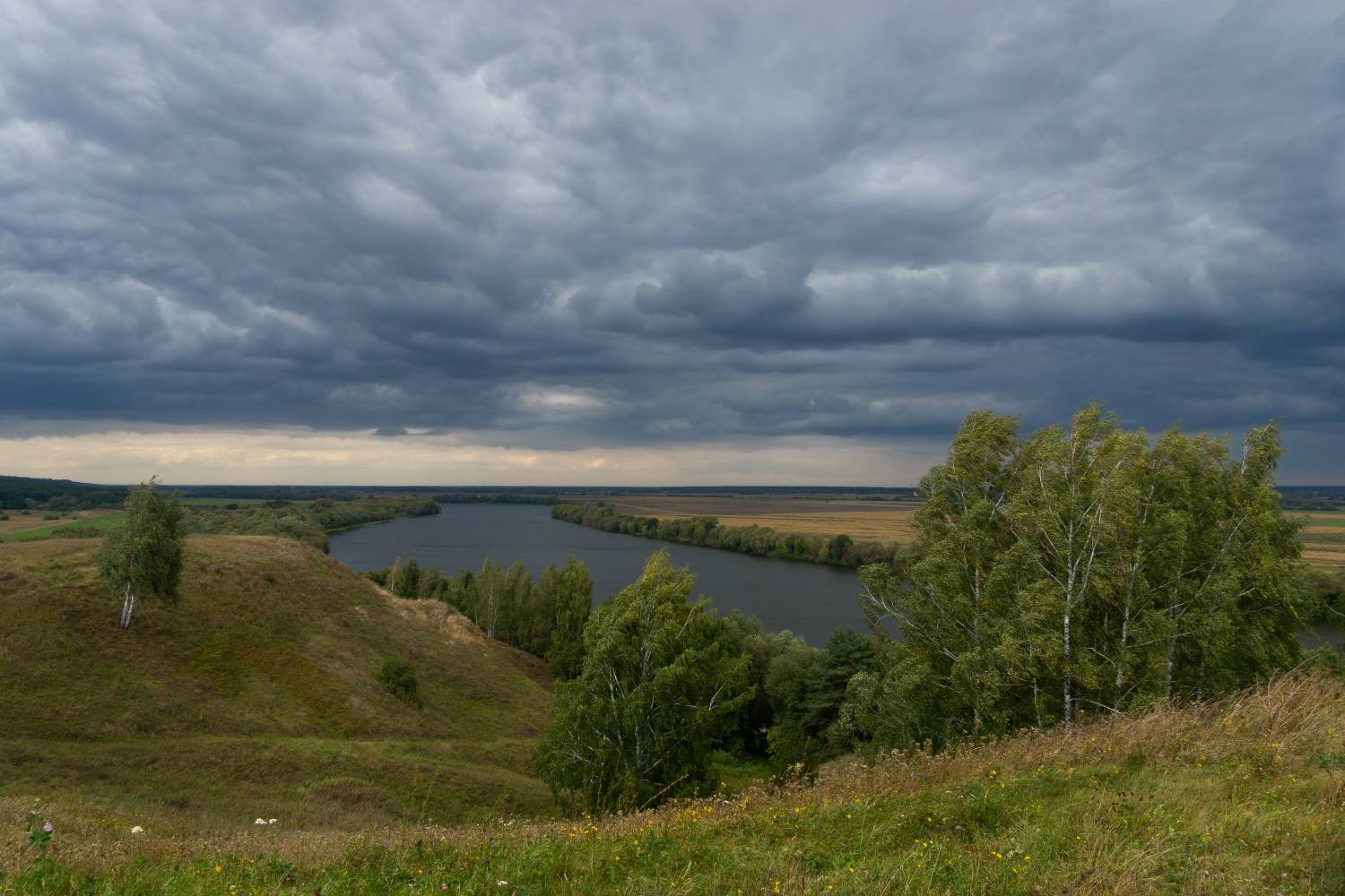 гроза, дождь, ветер, река, Елена Колеснева