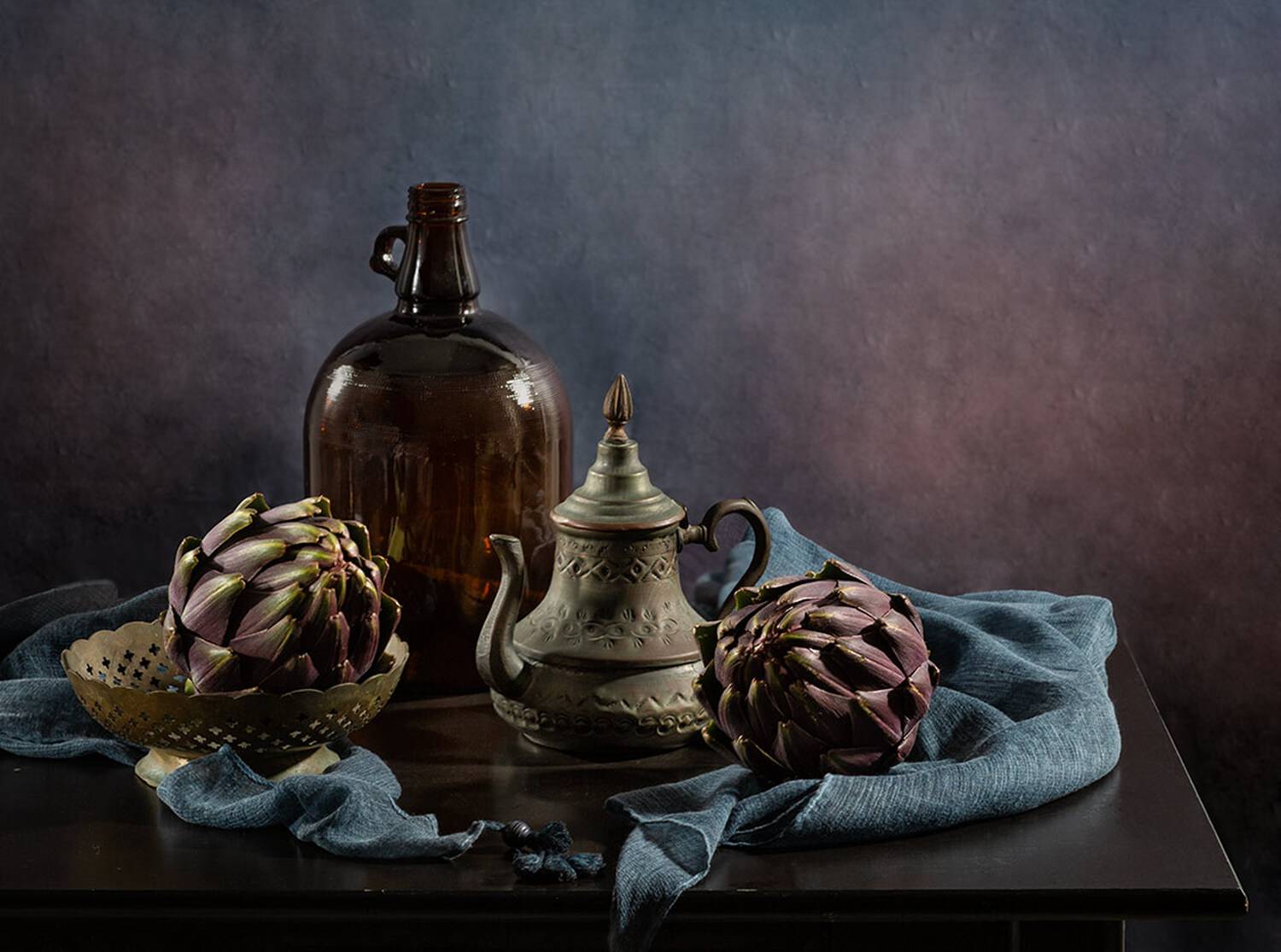 артишок, кувшин, бутыль, ткань., Рут