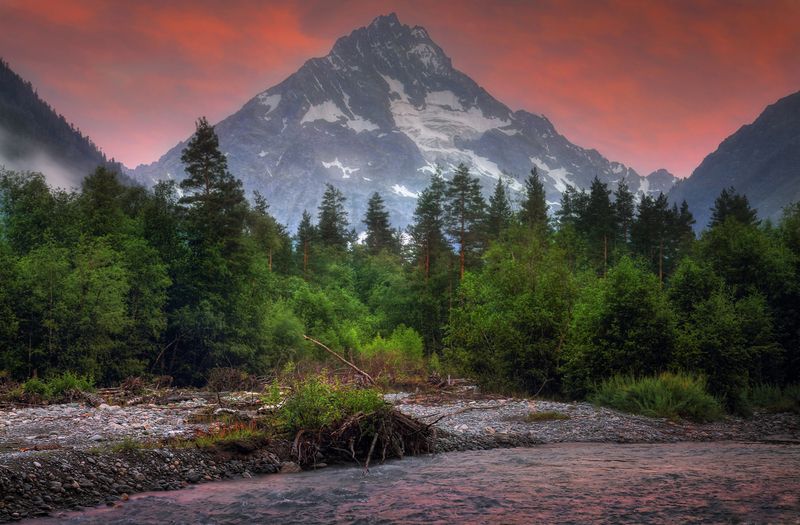 пейзаж горы Кавказ Архыз Псыш Пшыш  В вечернем свете.. фото превью