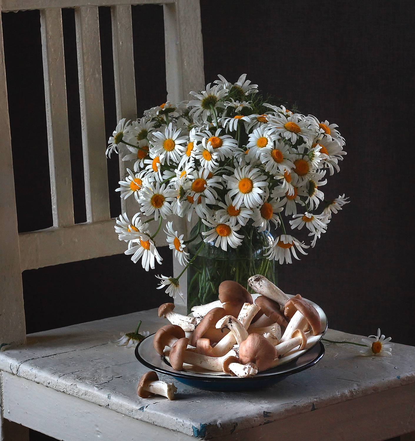 натюрморт, фотонатюрморт, still life, stillifefoto, художественное фото, ромашки, грибы, наталья казанцева, Наталья Казанцева