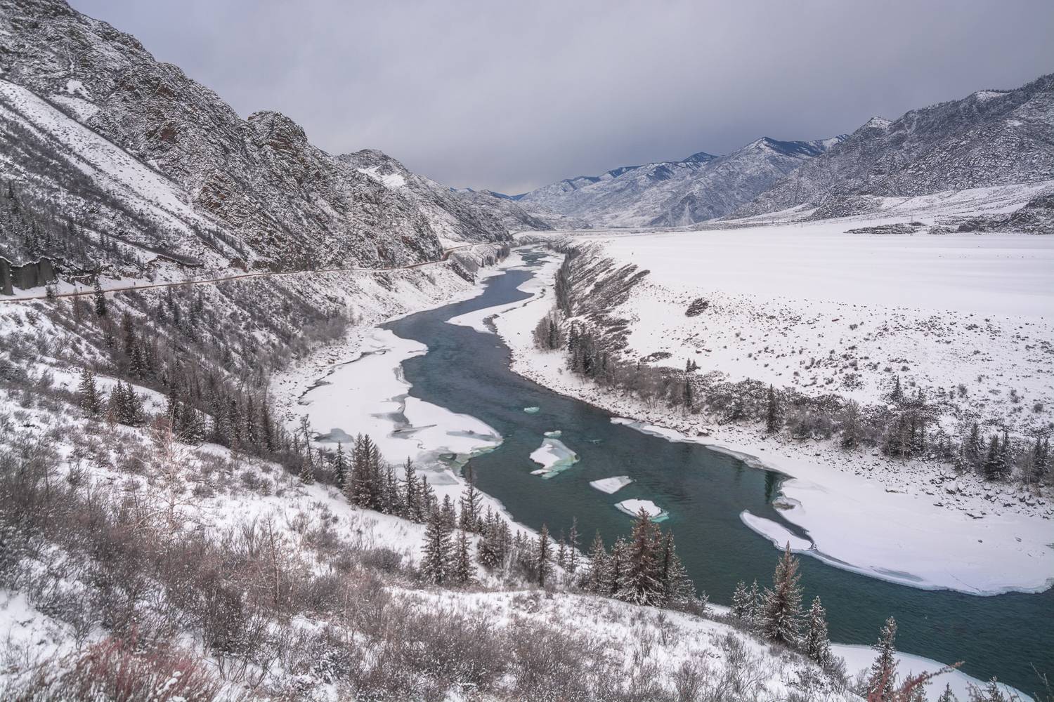 россия, горный алтай, река катунь, зима, январь, Поляков Андрей