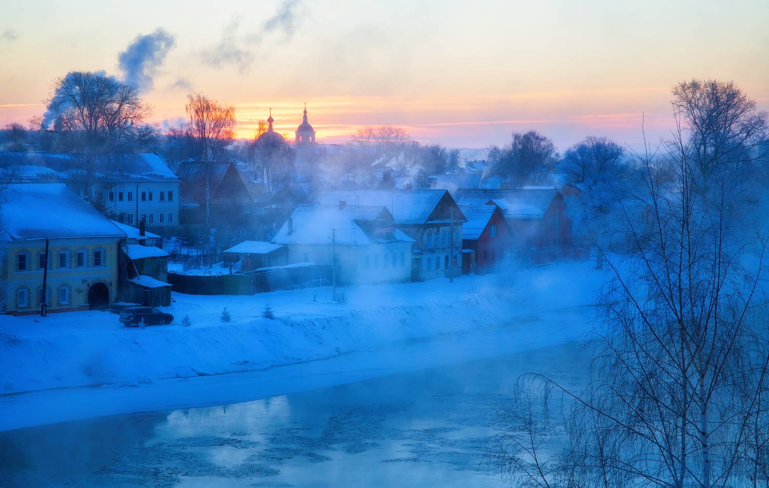 город пейзаж зима мороз торжок река, Татьяна Юганова
