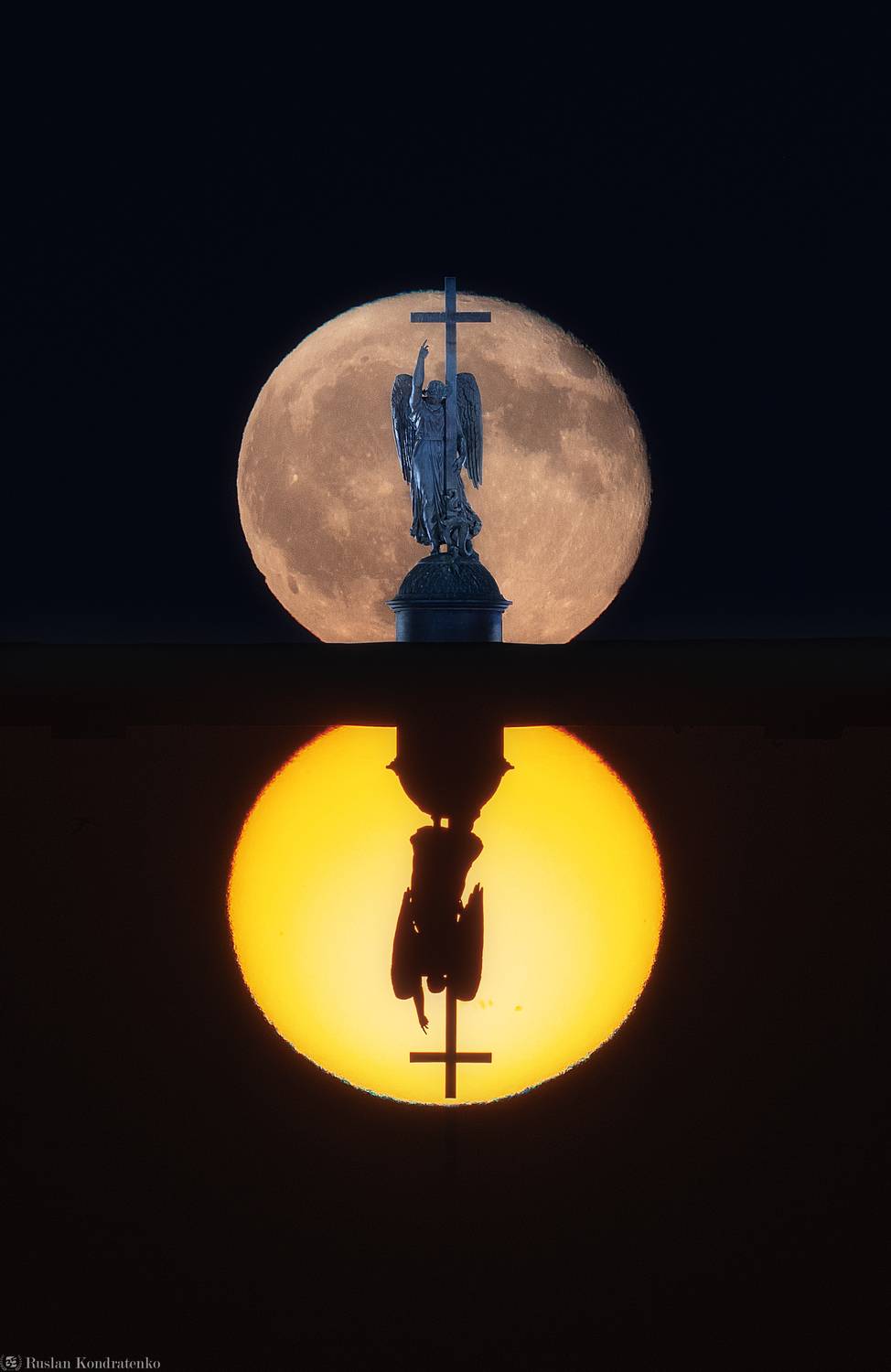 санкт-петербург, закат, прострел, луна, Кондратенко Руслан