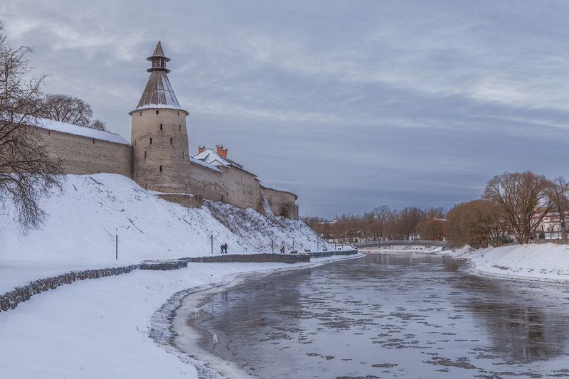 природа, небо, зима, река Февраль. На Пскове... фото превью