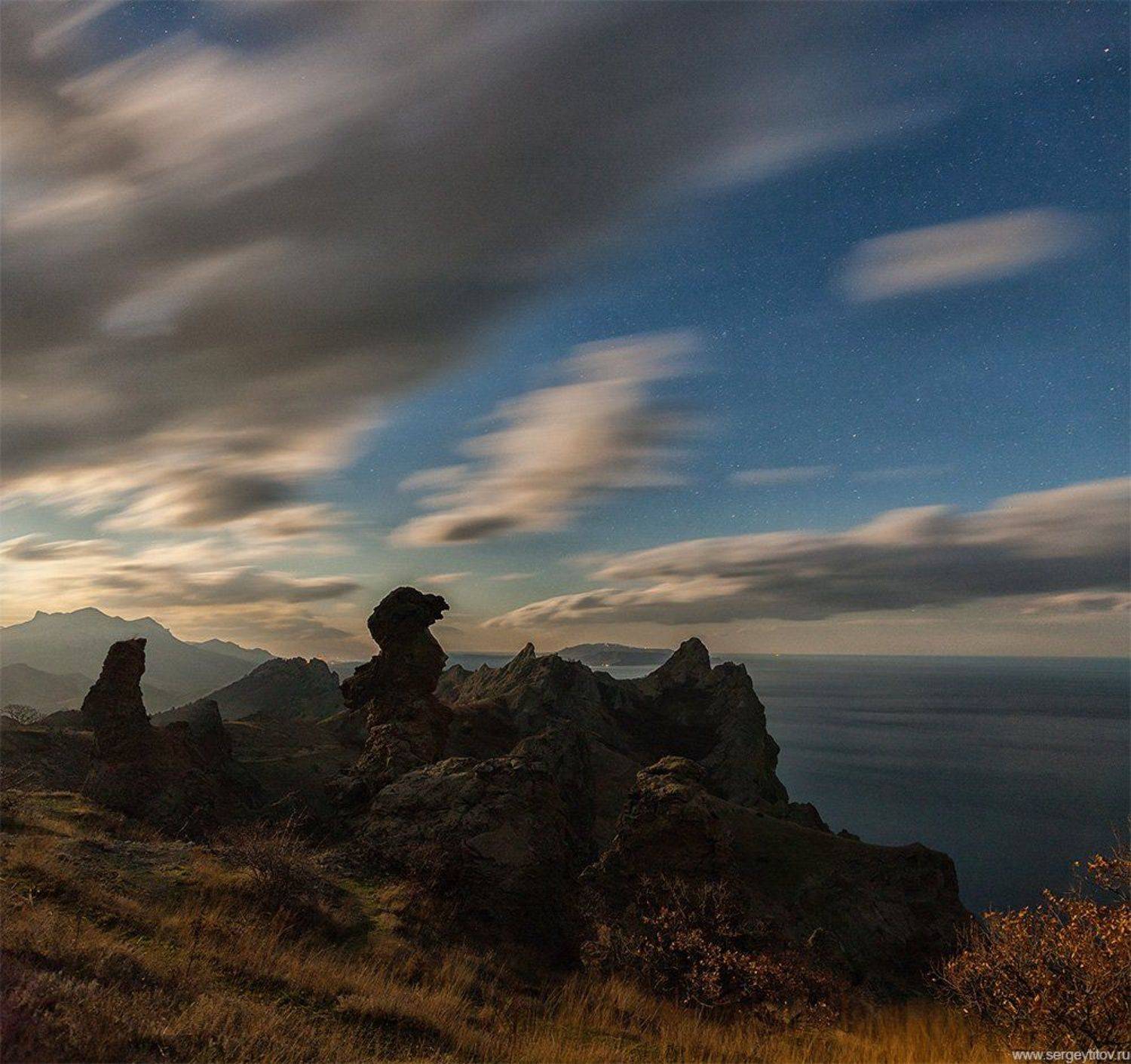 заповедник, звезды, карагачь, карадаг, крым, море, небо, ночь, трава, Serge Titov