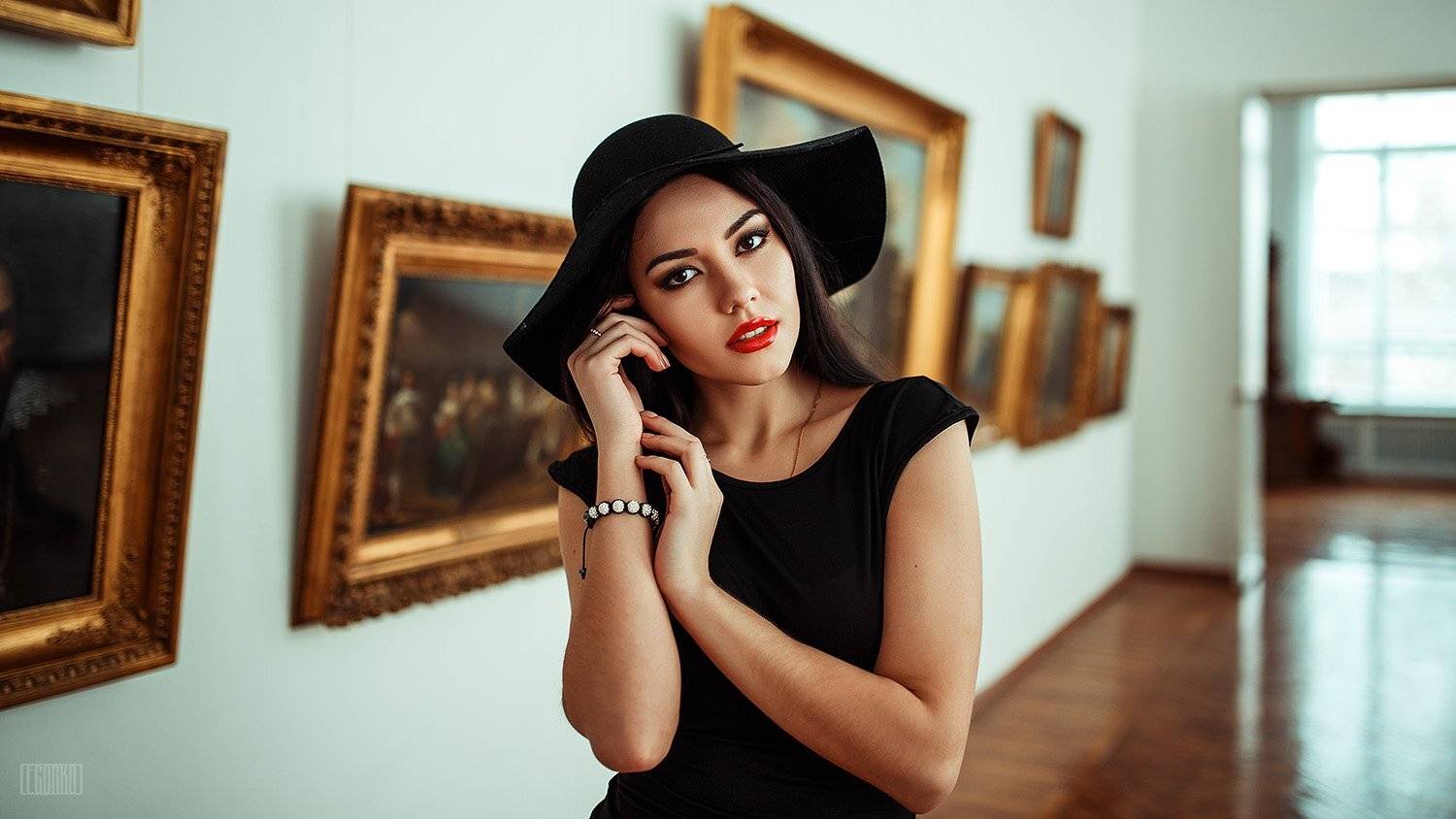Картина, Красивая девушка, Лицо, Портрет, Шляпа, Егор Конабевцев