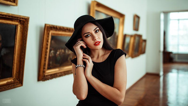 Картина, Красивая девушка, Лицо, Портрет, Шляпа Art gallery фото превью