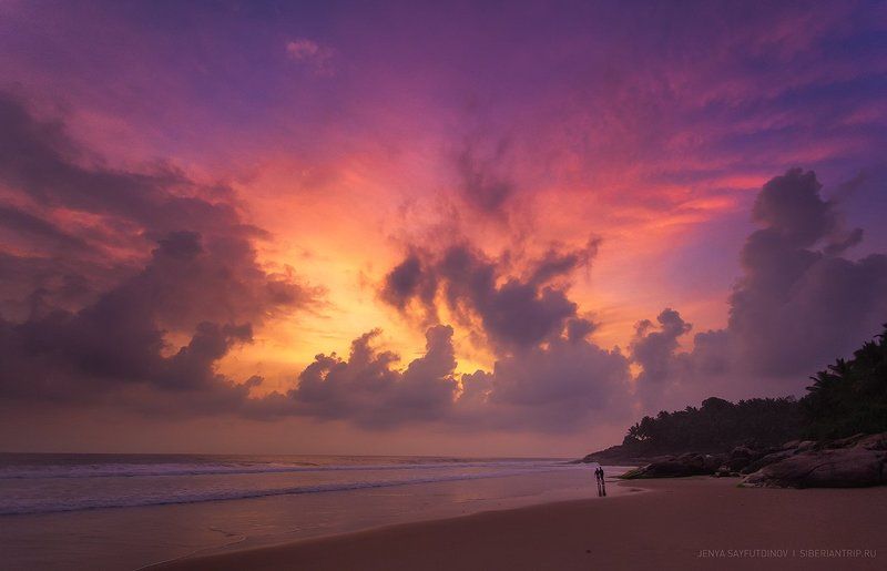 океан,керала,индия,море,пейзаж,природа,путешествия,небо,тропики,пляж,азия,лето,солнце,закат,ocean,kerala,india,sea,landscape,nature,travel,sky,tropical,beach,asia,summer,sun,sunset Закатные краски Кералы фото превью