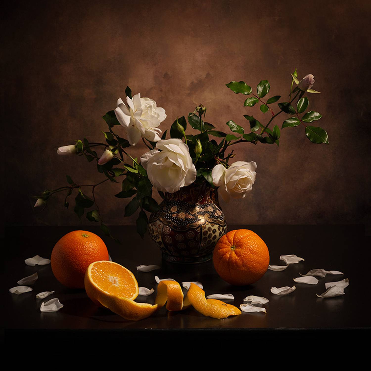 ваза, роза, апельсин, лепесток, Рут