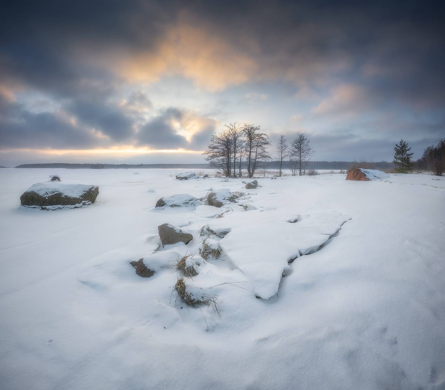 зима, ленобласть, финский залив, закат, Марголин Алексей