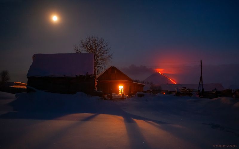 Камчатка, Ключи  Обычный зимний вечер фото превью