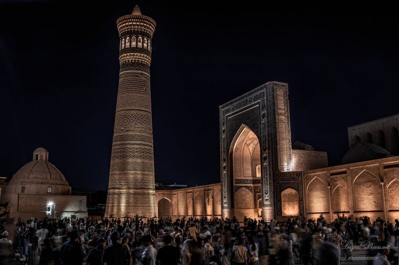 восточная архитектура, архитектура, восточный город, ночной город, Бухара Бухара ночью фото превью