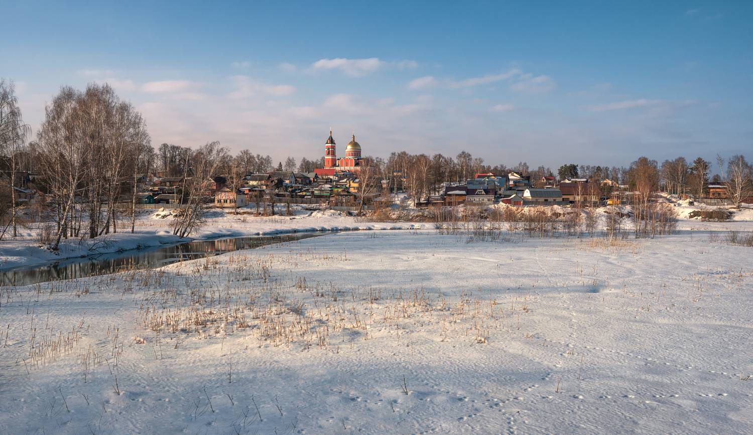 весна, март, снег, река, храм, небо, облака, свет, Виталий Полуэктов