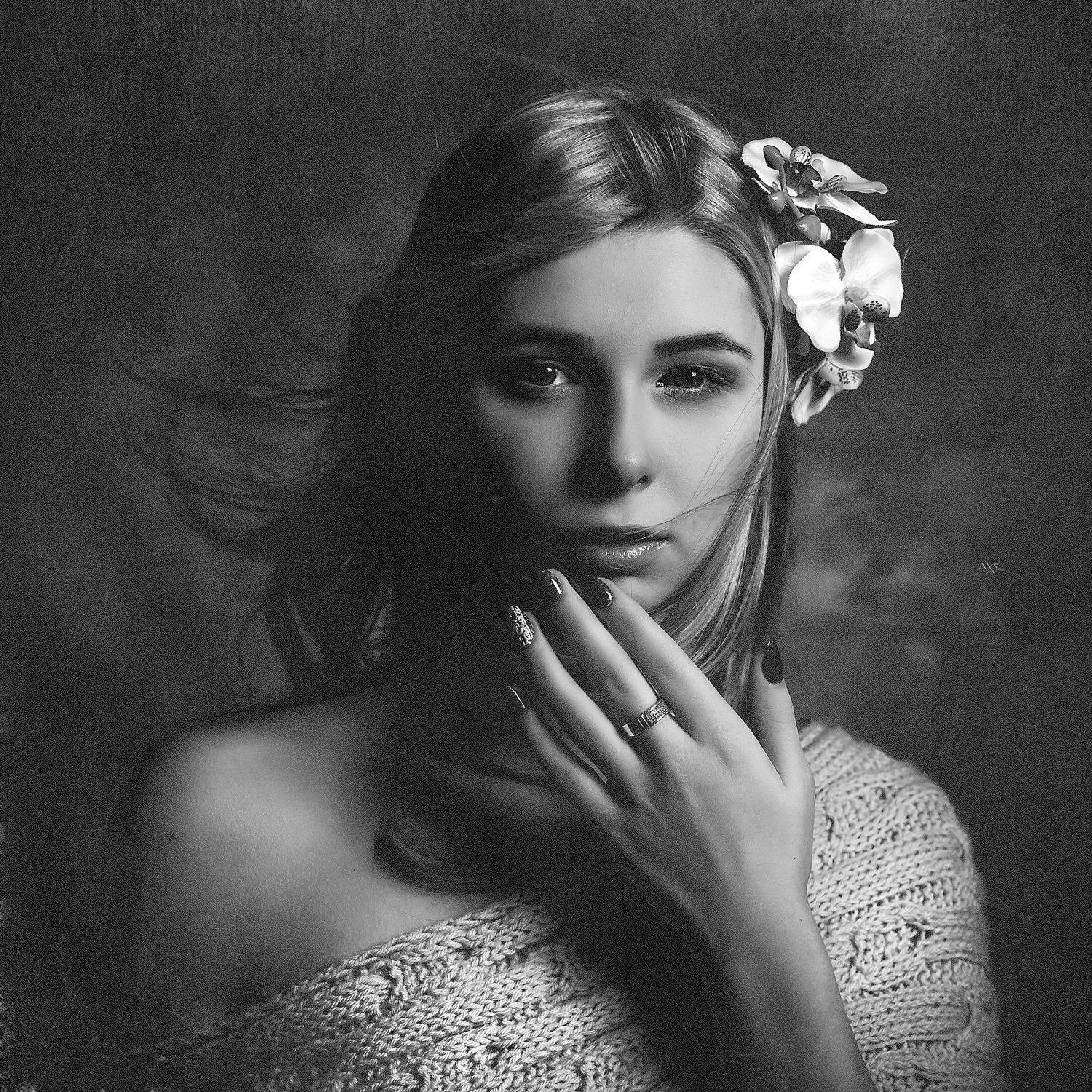 Black and white, Feeling, Mood, Portrait, Woman, Руслан Болгов (Axe)