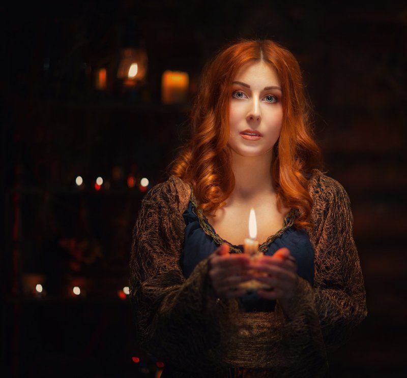 Волшебство, чародейство, девушка, свечи,   фото превью