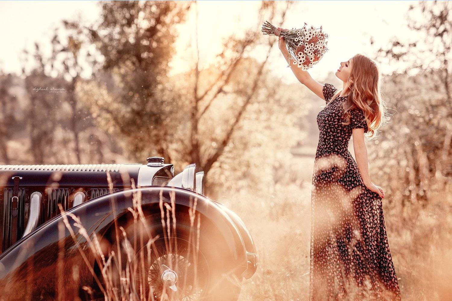 Car, Dzhul irina, Flowers, Girl, Irinadzhul, People, Popular, Retro, Summer, Sun, Vintage, Ирина Джуль