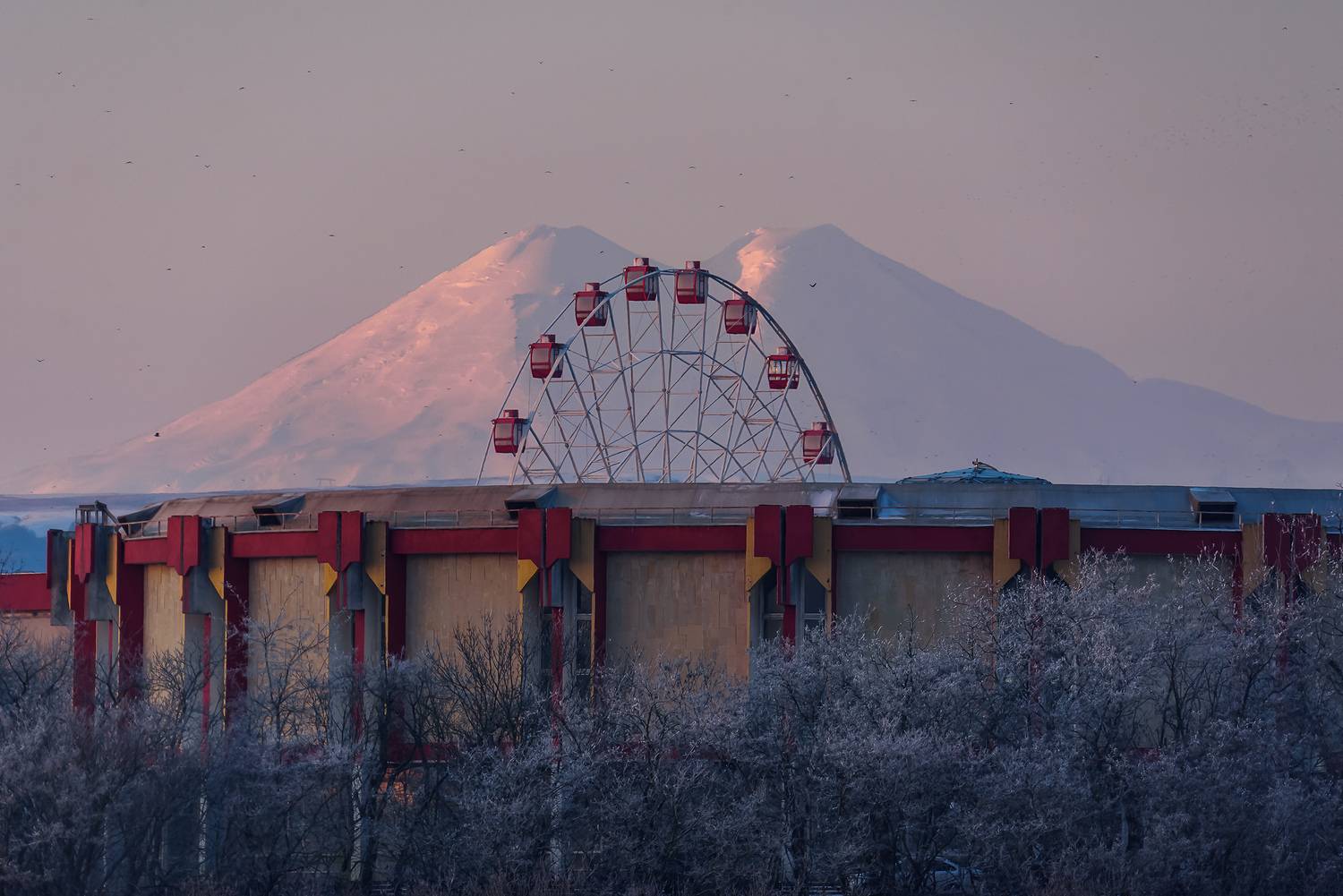 кавказ, кмв, кавказские минеральные воды, гора, зима, эльбрус, ессентуки, зимний город, зимний рассвет, колесо обозрения, Zakharov Armen