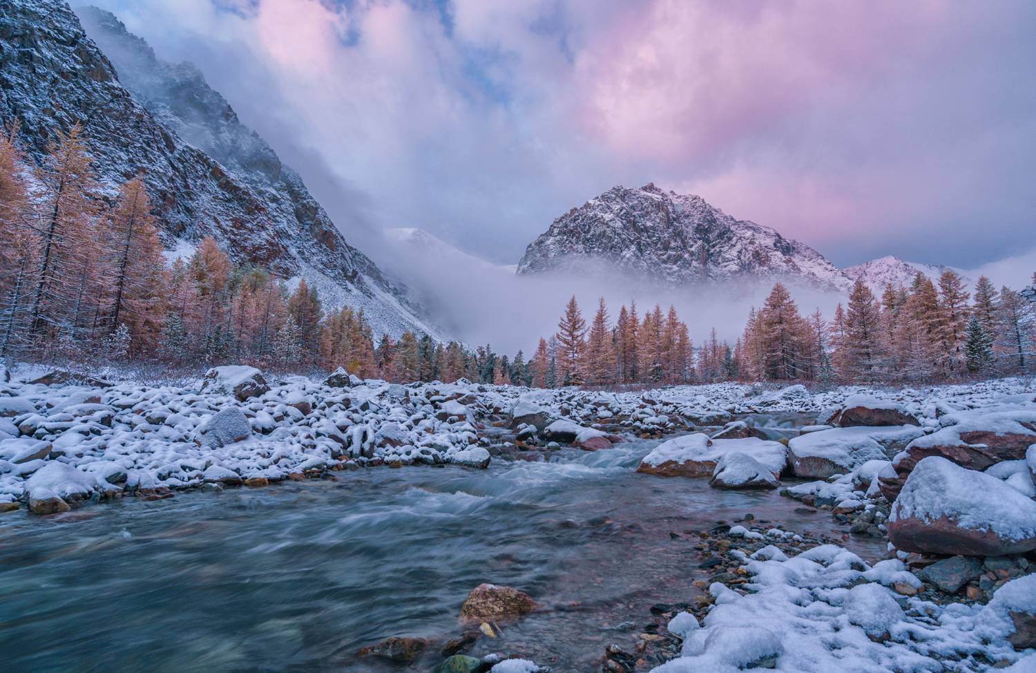 Алтай, Россия, пейзаж, природа, Актру, горы, снег, зима, Лариса Дука