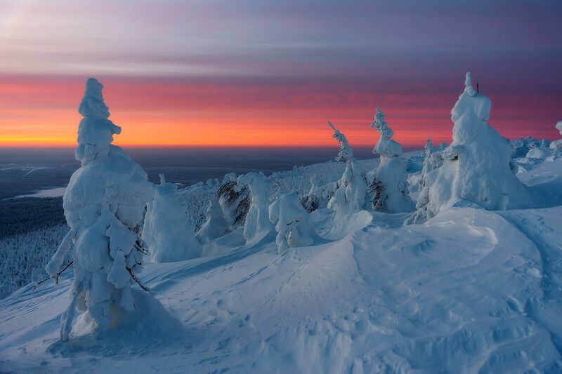 рассвет, утро, колчим, зима, пейзаж, снег Ветреный рассвет фото превью