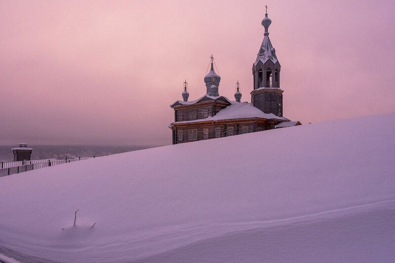 рассвет, утро, тишина, храм, церковь, снег, пейзаж, архитектура Тишина рассвета фото превью