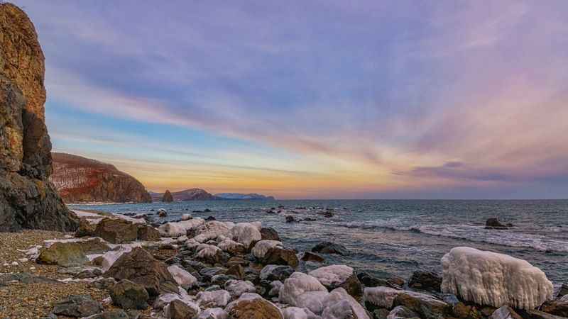 море, лед, зима, клоково Теплый февральский вечер фото превью