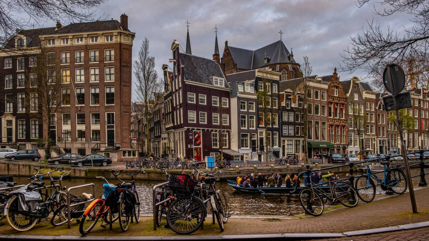 амстердам, голландия, нидерланды, канал, река, лодка, велосипед, Илья Штром
