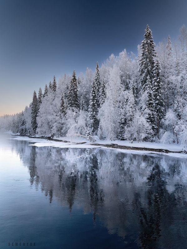карелия, харлу, лес, зима, мороз, река, отражения, снег. Отражения Зимы. фото превью