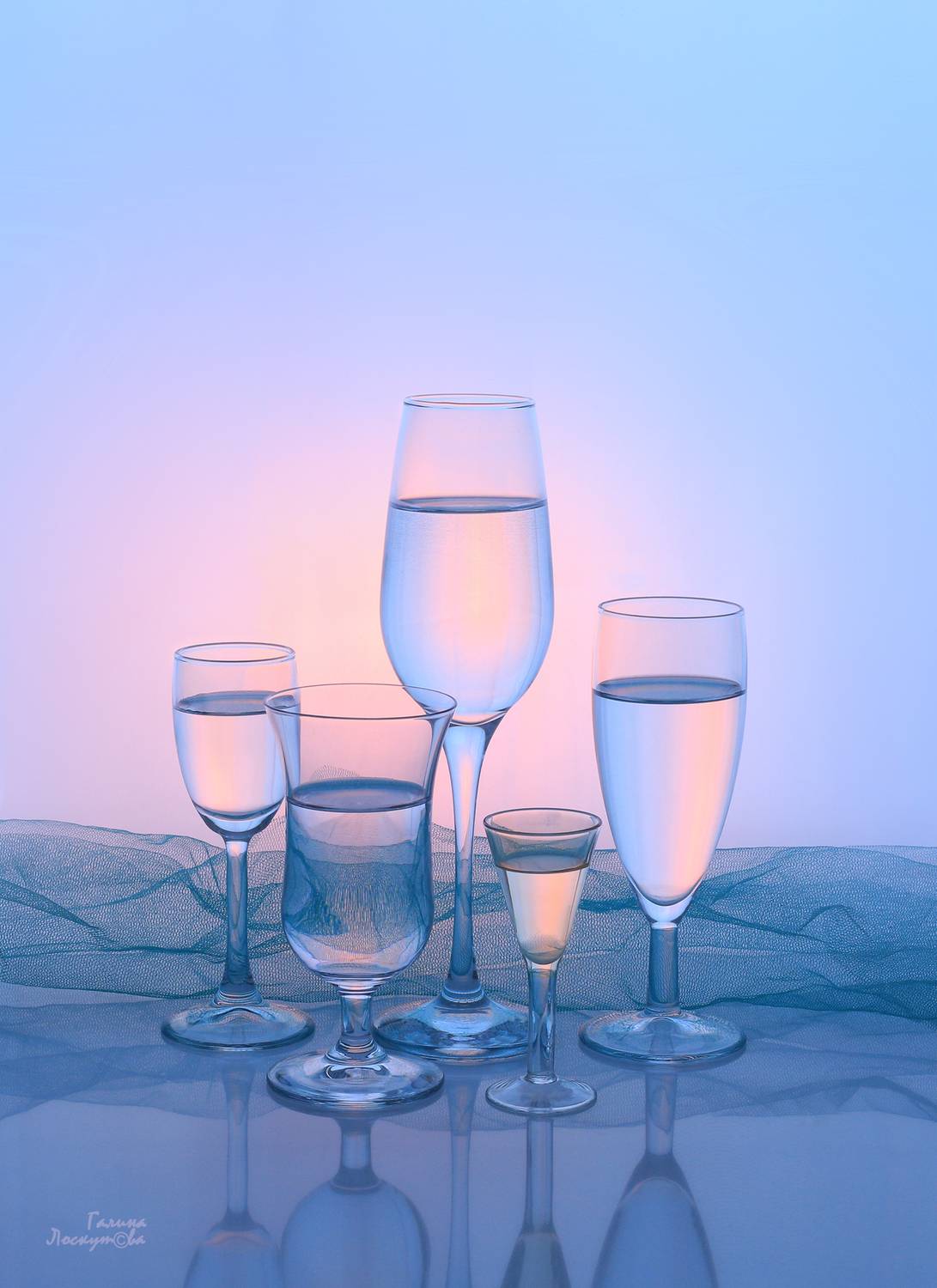 стекло, фужеры, бокалы, сетка, переотражения, Галина Лоскутова