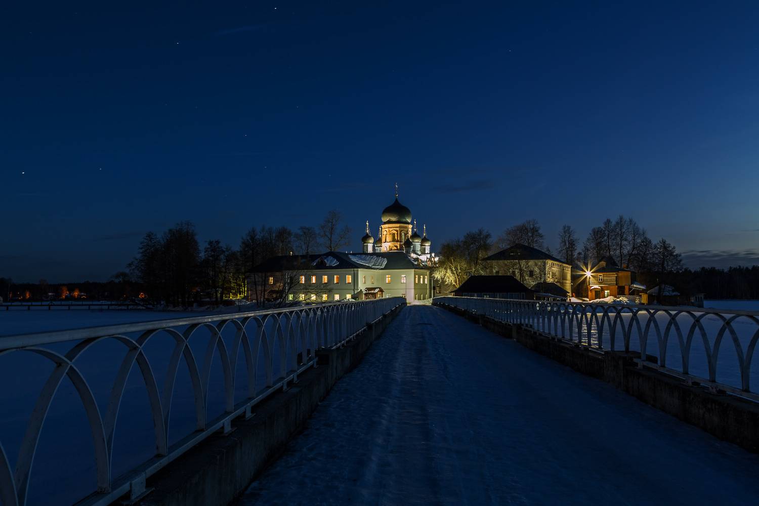 вечер, зима, февраль, снег, остров, монастырь, введенский, Борис Новиков