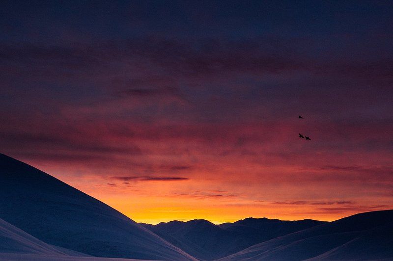 небо, рассвет Пожар на заре дня фото превью