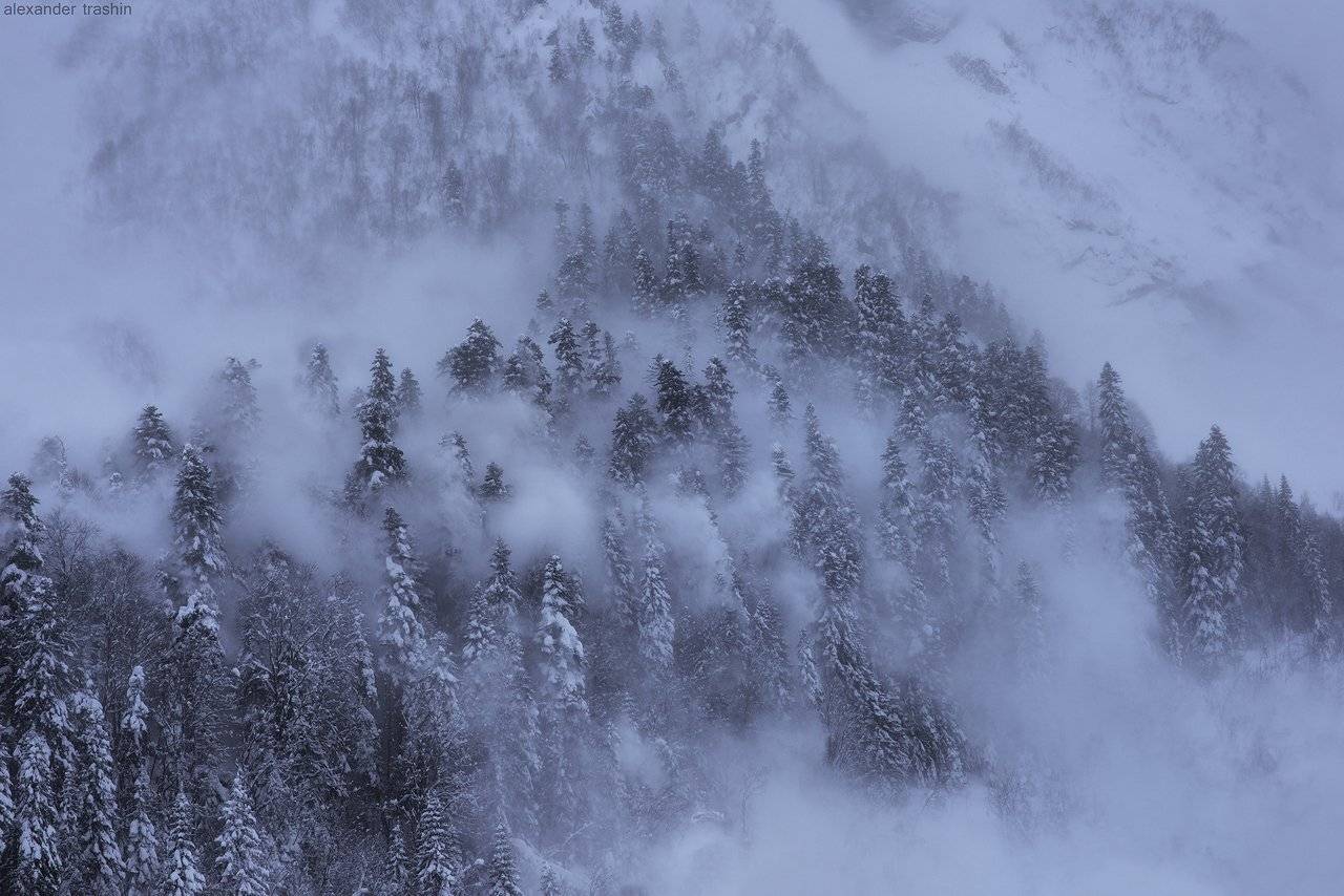 горные пейзажи, домбай, зима, кавказ, пейзаж, северный кавказ, Александр Трашин