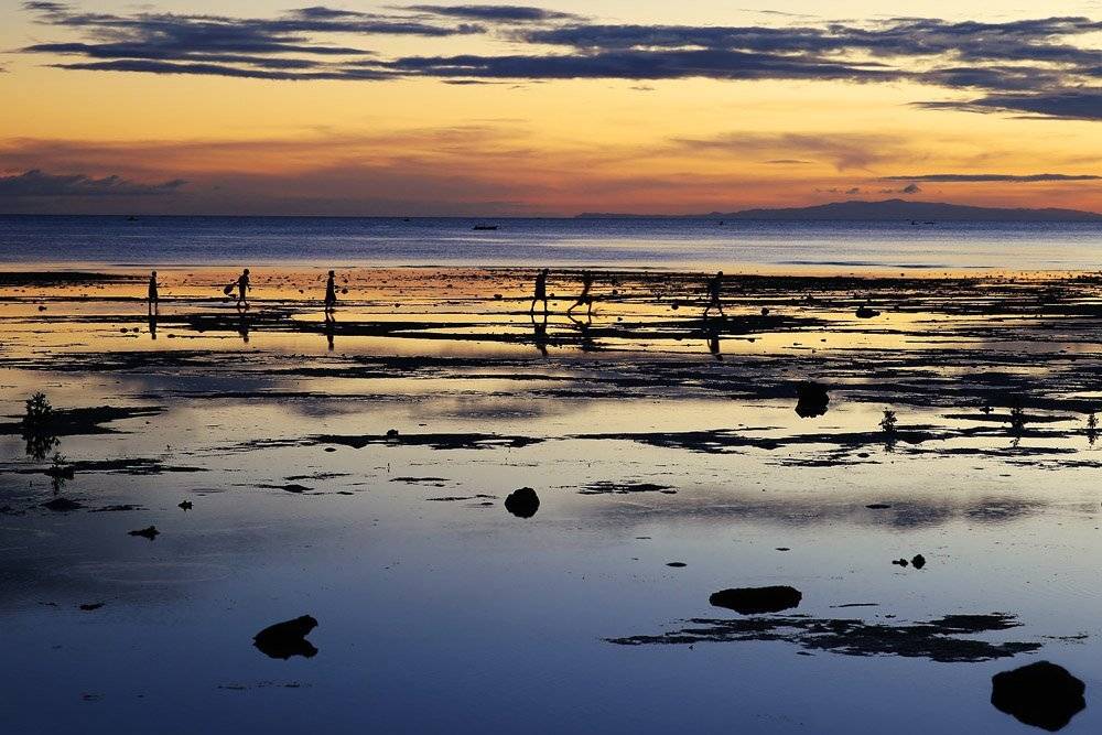 Вода, Закат, Индийский океан, Отлив, Силуэты, Филиппины, ALLA SOKOLOVA