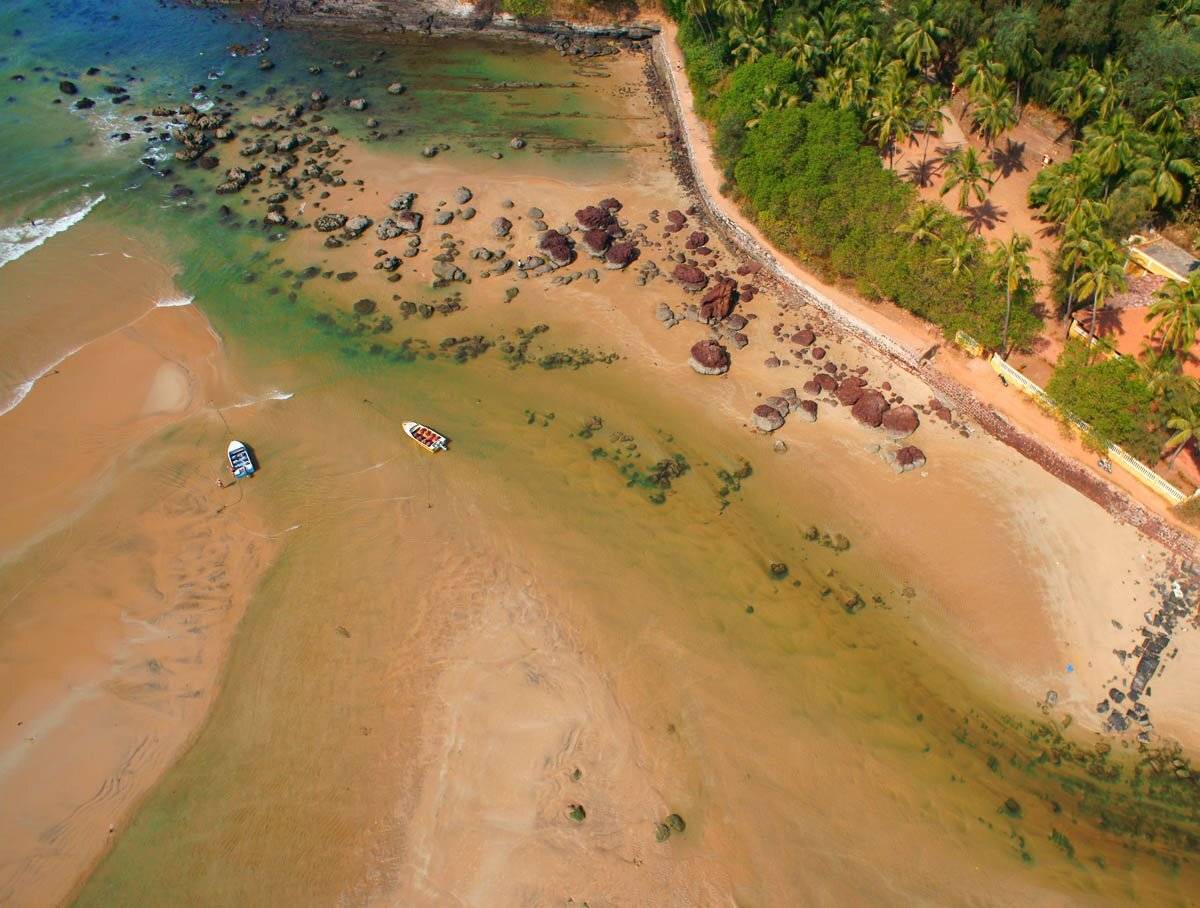 Индия, Гоа, река Бага, рыбаки, лодки, аэро, aerial, Борис Резванцев