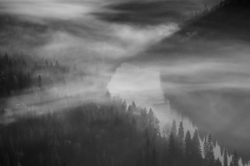 утро туман река усьва Утро в долине реки Усьва фото превью