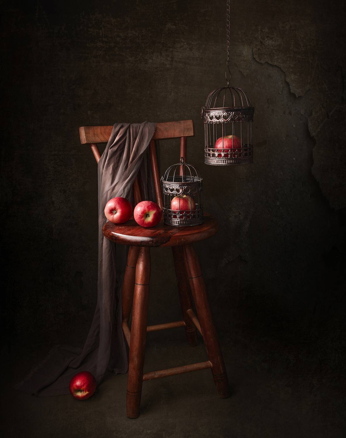 still life, light, shadow, apple, cage, Maria Margareth Perfoncio