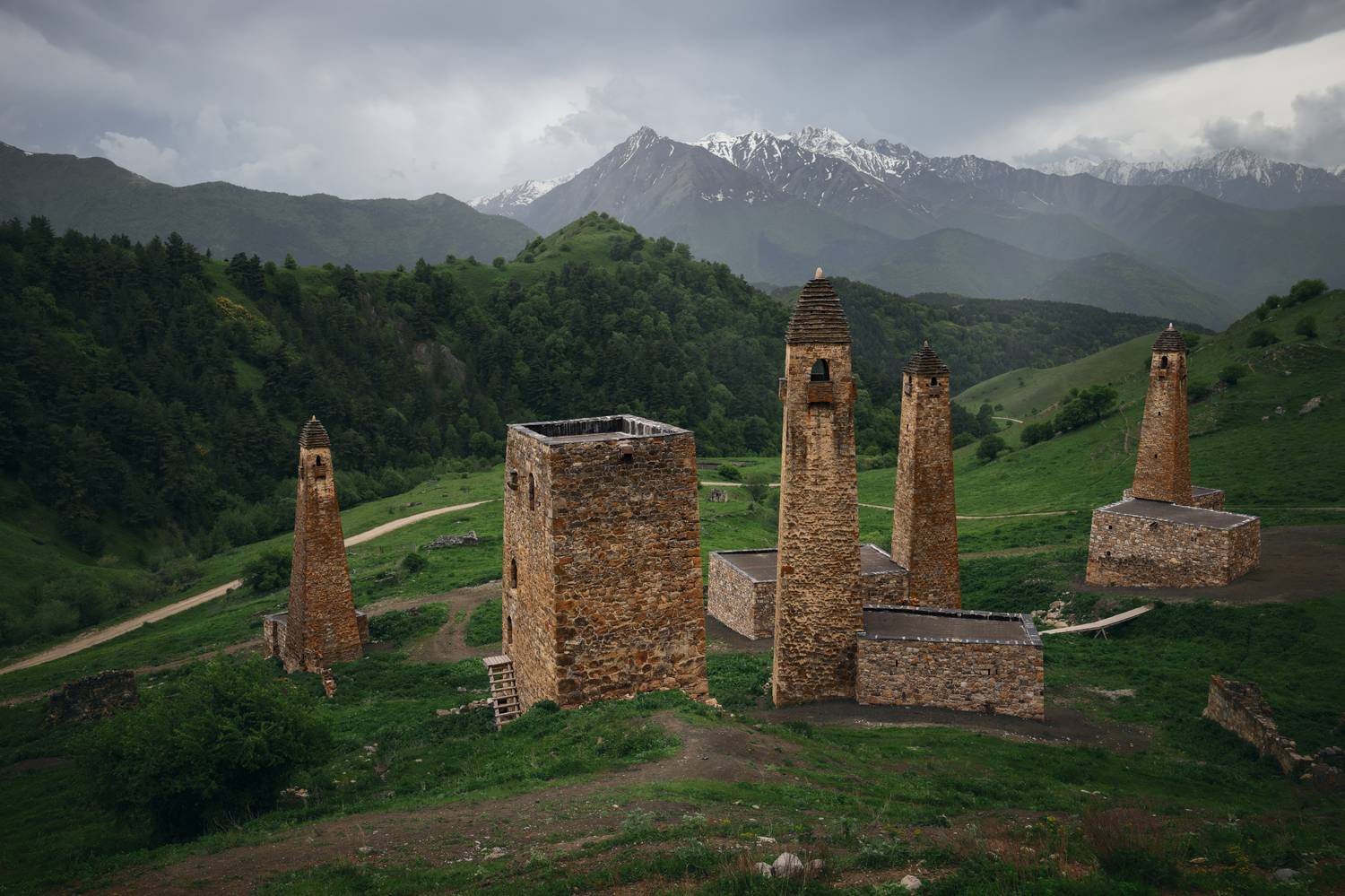 пейзаж, башни, кавказ, ингушетия, горы, Андрей