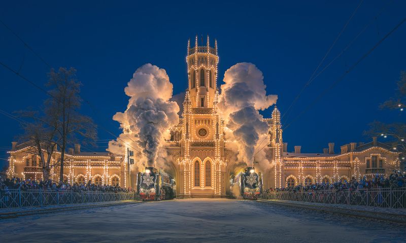 паровоз, п36, петергоф, спб, зима, дым, пар, сказка, поезд, пдм, поезддедамороза Photo #116 фото превью