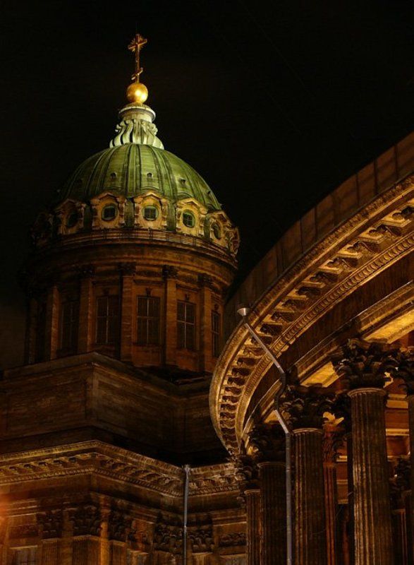 собор, казанский, питер, ночь, крест, купол, санкт-петербург Казанский Собор фото превью