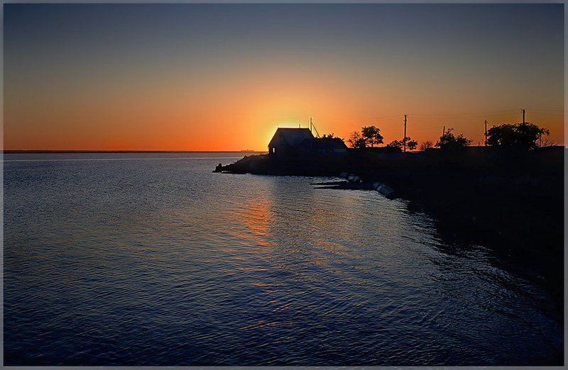 рыбалка, закат, природа Дом рыбака фото превью